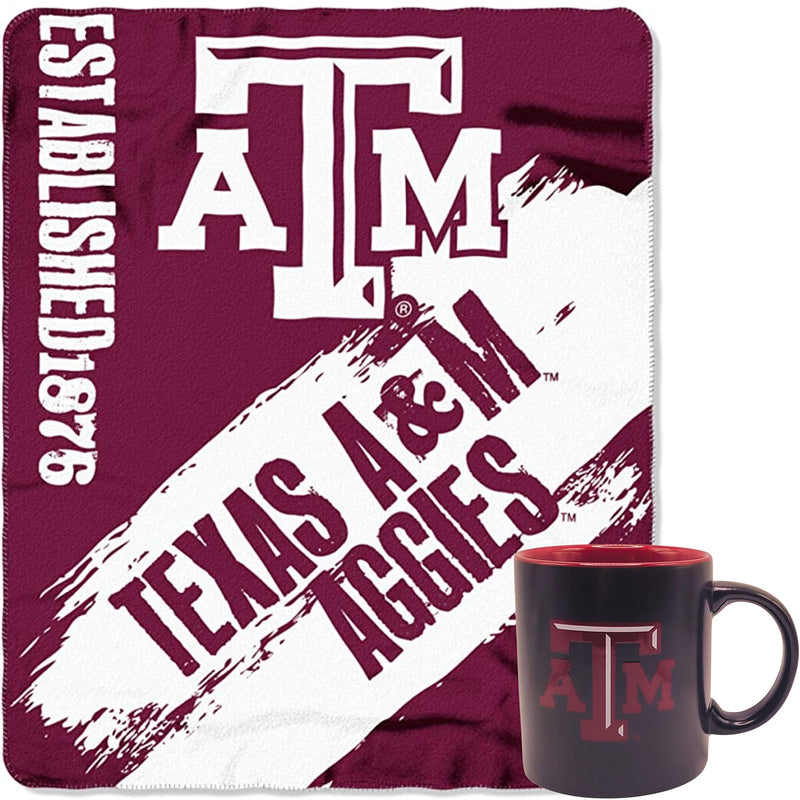 Boelter Brands NCAA Warm & Cozy College Bundle includes Coffee Mug and Fleece Blanket (Texas A&M Aggies)