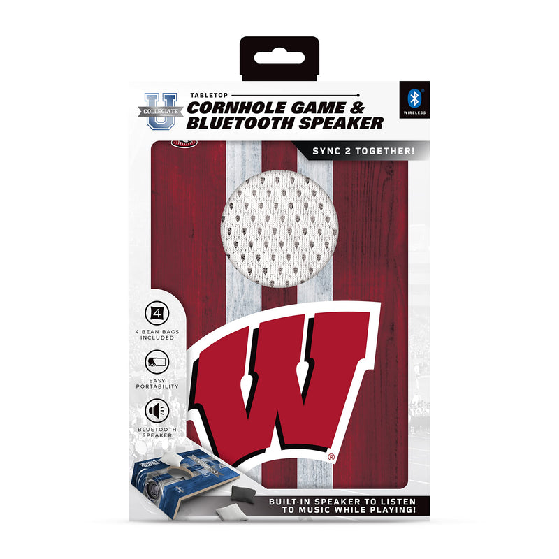 SOAR NCAA Tabletop Cornhole Game and Bluetooth Speaker, Wisconsin Badgers