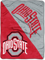 Northwest Licensed NCAA Double Blanket Bundle, Two Top Selling Fleece, Micro Raschel Plush, Sherpa, or Silk Touch Throw Blankets for All Occasions (Ohio State Buckeyes, Painted Fleece/Halftone Plush)