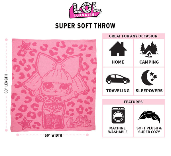 Franco LOL Surprise! Fashion Statement Super Soft Plush Blanket Throw, 50" x 60" (Official LOL Surprise! Product)