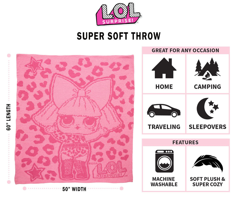 Franco LOL Surprise! Fashion Statement Super Soft Plush Blanket Throw, 50" x 60" (Official LOL Surprise! Product)