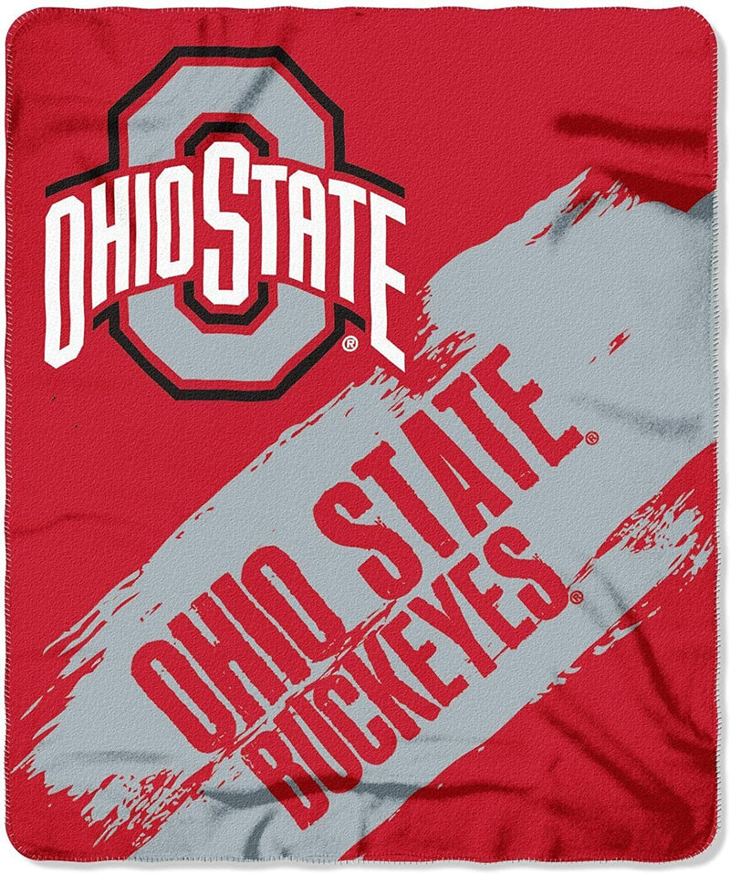 Northwest Licensed NCAA Double Blanket Bundle, Two Top Selling Fleece, Micro Raschel Plush, Sherpa, or Silk Touch Throw Blankets for All Occasions (Ohio State Buckeyes, Painted Fleece/Halftone Plush)