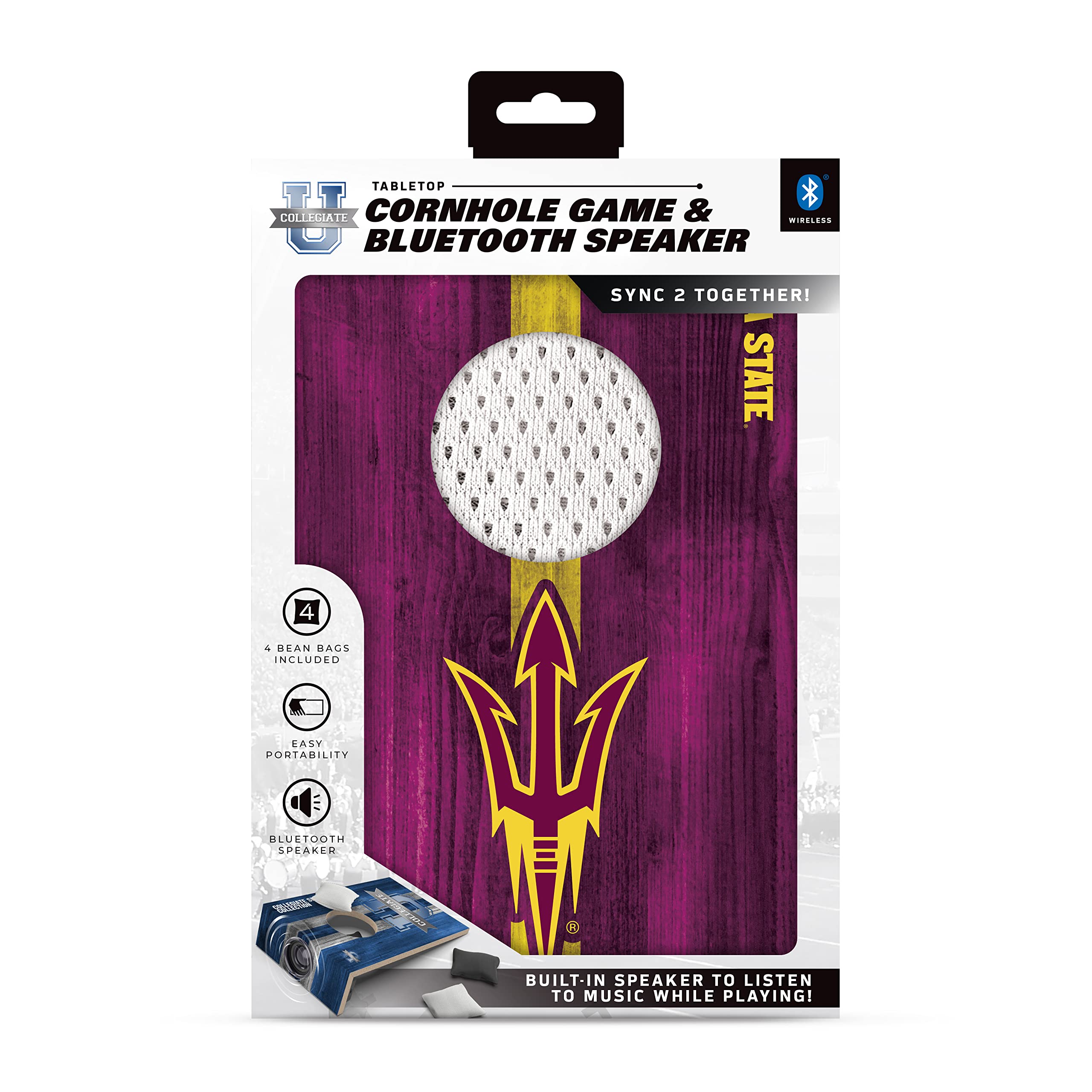 SOAR NCAA Tabletop Cornhole Game and Bluetooth Speaker, Arizona State Sun Devils