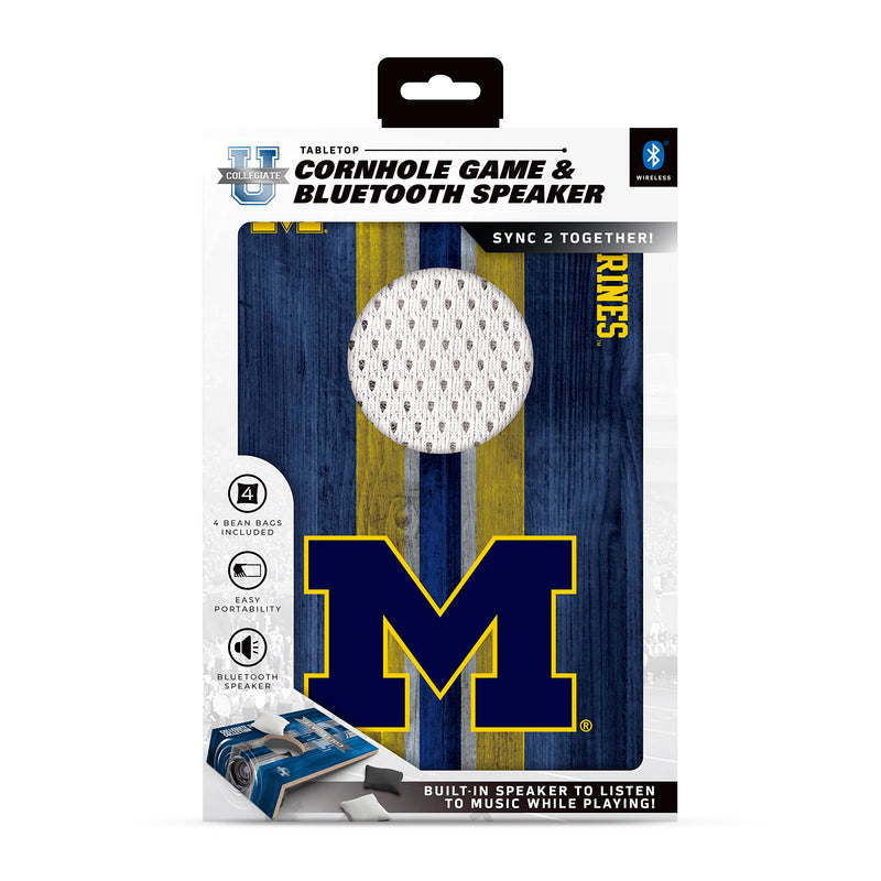 SOAR NCAA Tabletop Cornhole Game and Bluetooth Speaker, Michigan Wolverines