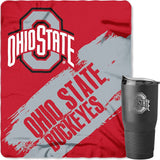 Ohio State Buckeyes 30oz Insulated Stainless Steel Travel Tumbler and Blanket Bundle (Painted Fleece)