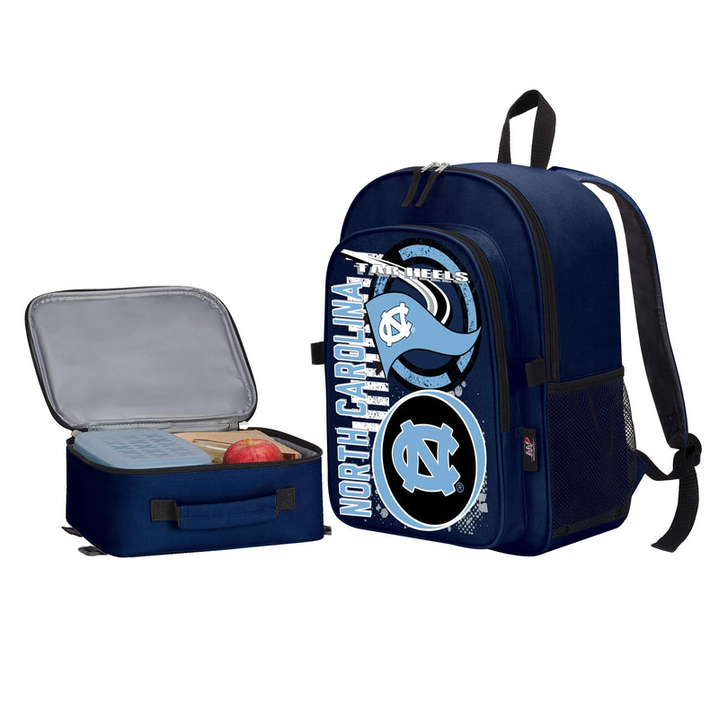 UNC Tar Heels "Accelerator" Backpack & Lunch Kit Set, 16" x 9.5" x 12"