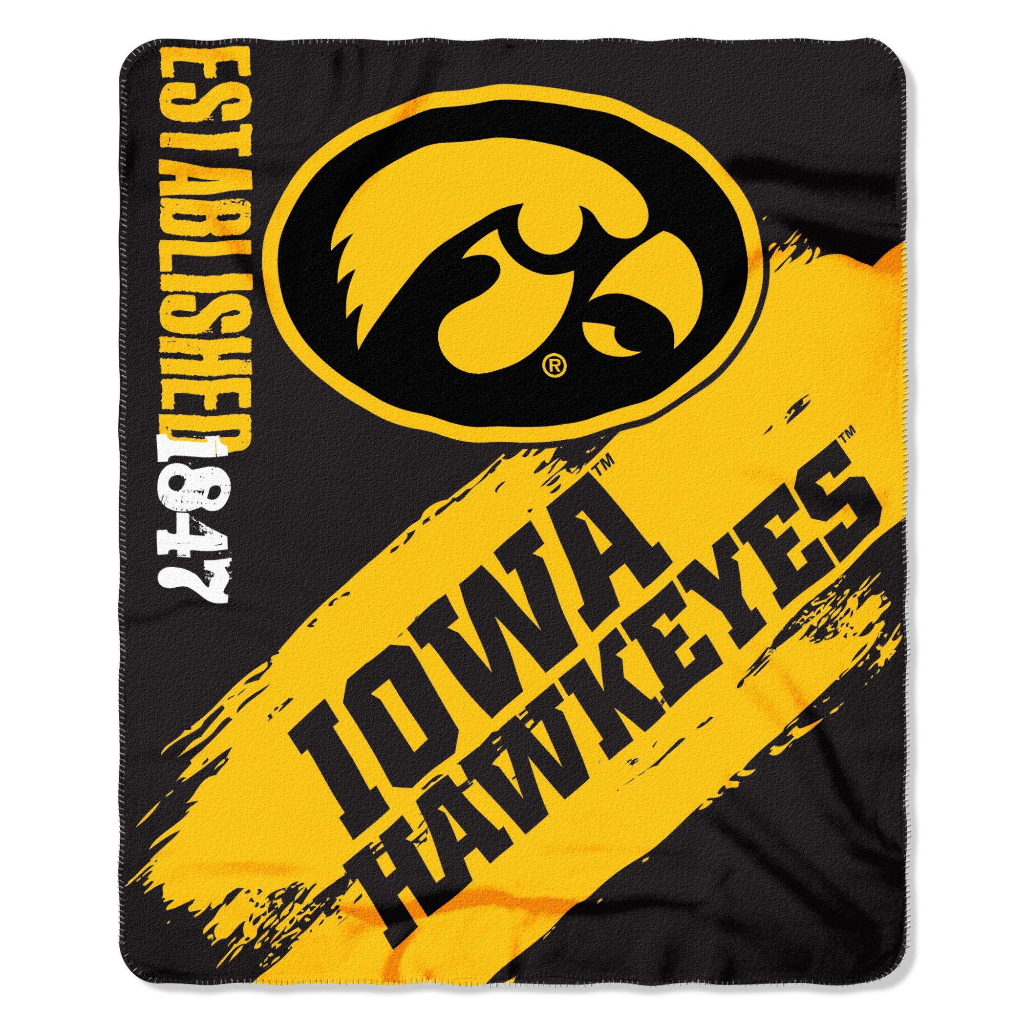 The Northwest Company NCAA Iowa Hawkeyes Fleece Throw Blanket, 50" x 60", Painted