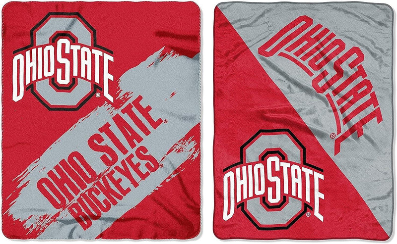 Northwest Licensed NCAA Double Blanket Bundle, Two Top Selling Throw Blankets for All Occasions (Ohio State Buckeyes, Painted Fleece/Movement Silk Touch)