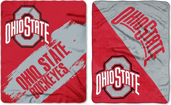 Northwest Licensed NCAA Double Blanket Bundle, Two Top Selling Throw Blankets for All Occasions (Ohio State Buckeyes, Control Fleece/Dimensional Plush)