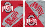 Northwest Licensed NCAA Double Blanket Bundle, Two Top Selling Fleece, Micro Raschel Plush, Sherpa, or Silk Touch Throw Blankets for All Occasions (Ohio State Buckeyes, Painted Fleece/Halftone Plush)