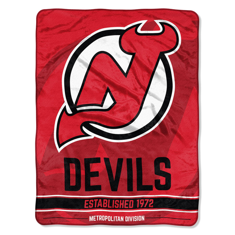 Northwest NHL New Jersey Devils Unisex-Adult Micro Raschel Throw Blanket, 46" x 60", Break Away