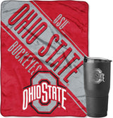 Ohio State Buckeyes 30oz Insulated Stainless Steel Travel Tumbler and Blanket Bundle (Section Plush)