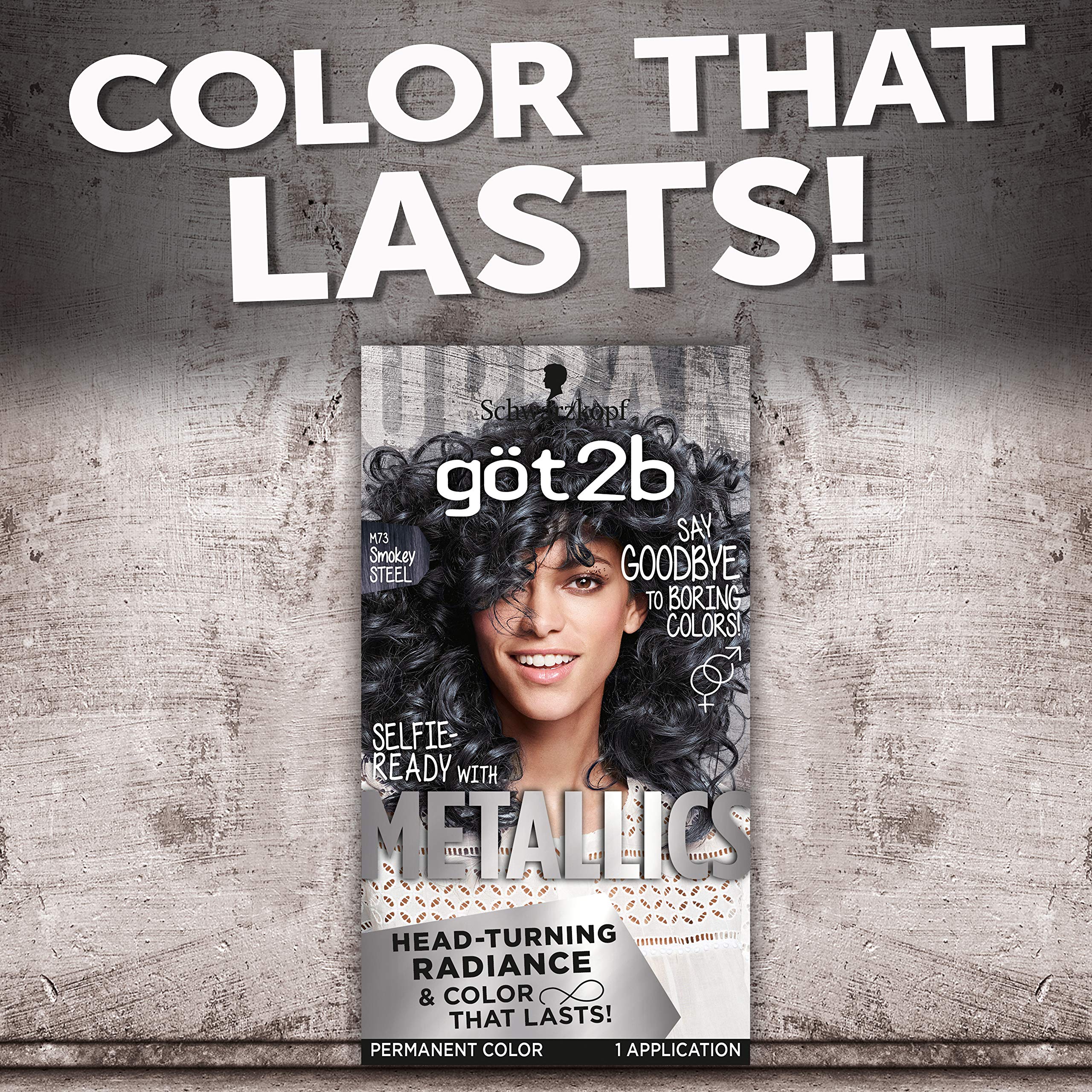 Schwarzkopf Got2b Metallics Permanent Hair Color, M73 Smoky Steel