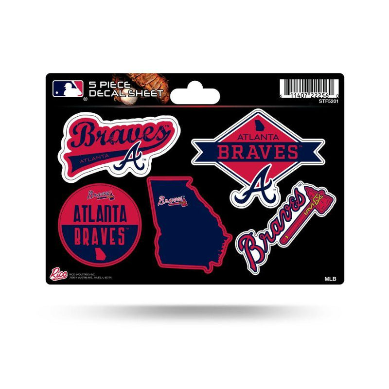 Rico STF5201 Braves 5-Pc Sticker Sheet