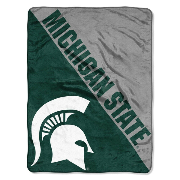 Northwest Licensed NCAA Double Blanket Bundle, Two Top Selling Throw Blankets for All Occasions (Michigan State Spartans, Halftone Plush/Heritage Sherpa)